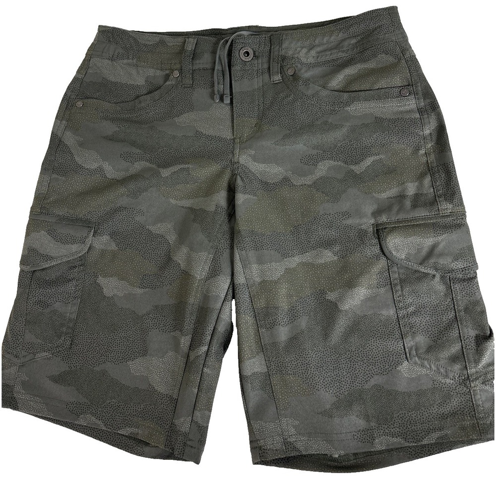 KUHL‎ Freeflex Cargo Shorts Womens 4 Camo 10" Inseam Green Stretch Hiking Kurve